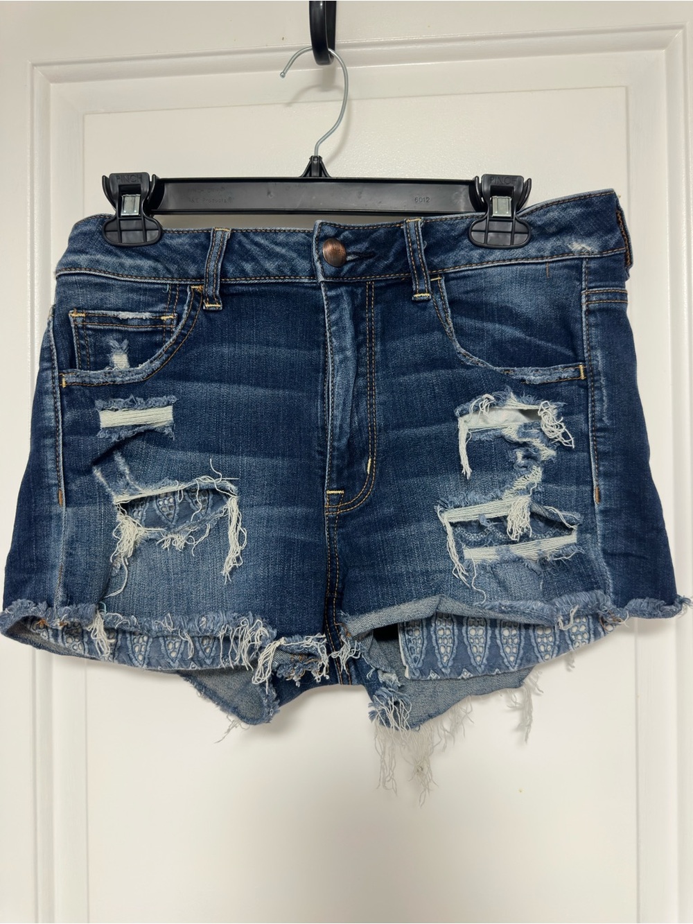 American Eagle Outfitters Distressed Dark Blue Denim Shorts